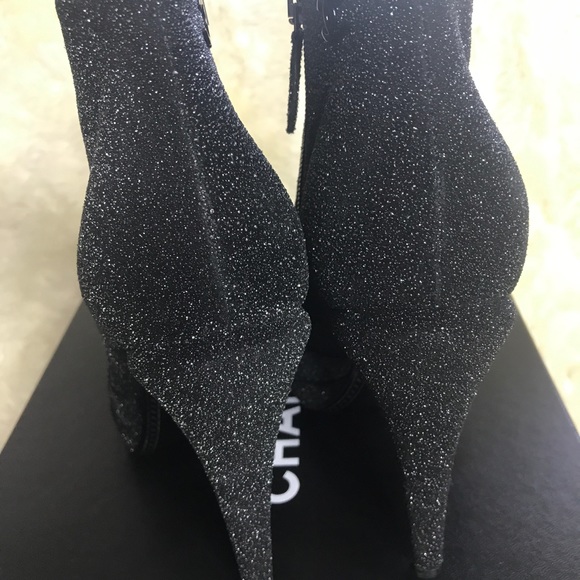 Authentic CHANEL Glitter Leather Platform booties - Picture 6 of 8